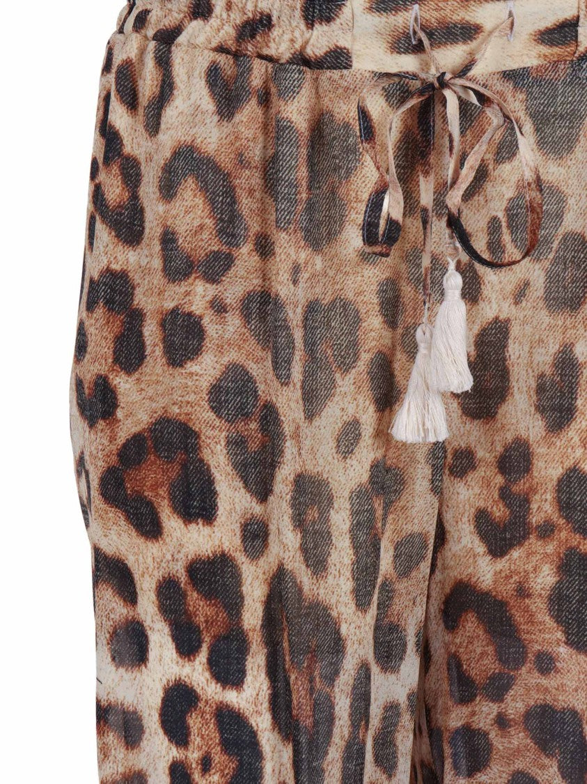 Ermanno Scervino Wide Leg Leopard Straight-Leg Pants
