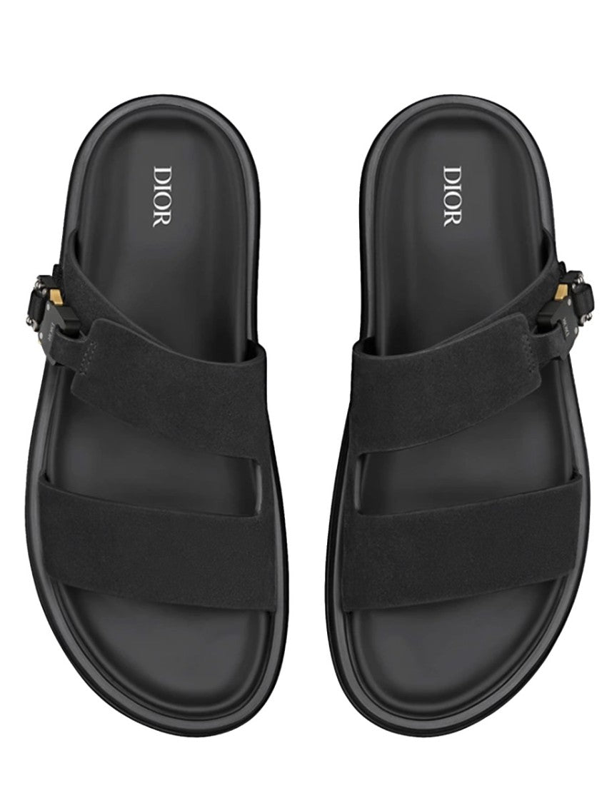 Dior Black Leather Aqua Strap Sandals