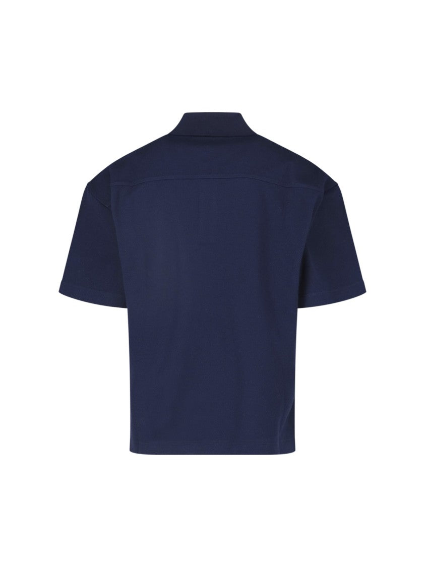 Saint Laurent Navy Blue Cassandre Cotton Polo Shirt