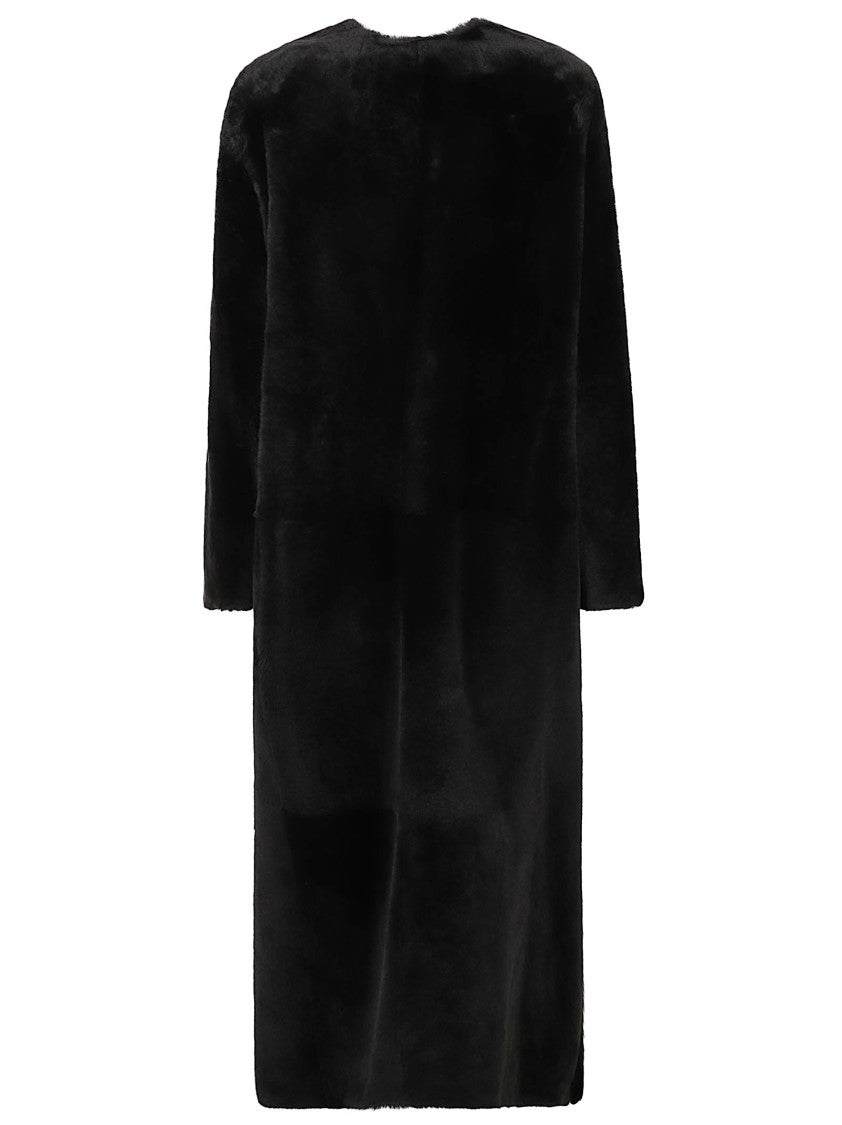 Yves Salomon Leather Coat With Plush Shearling Interior