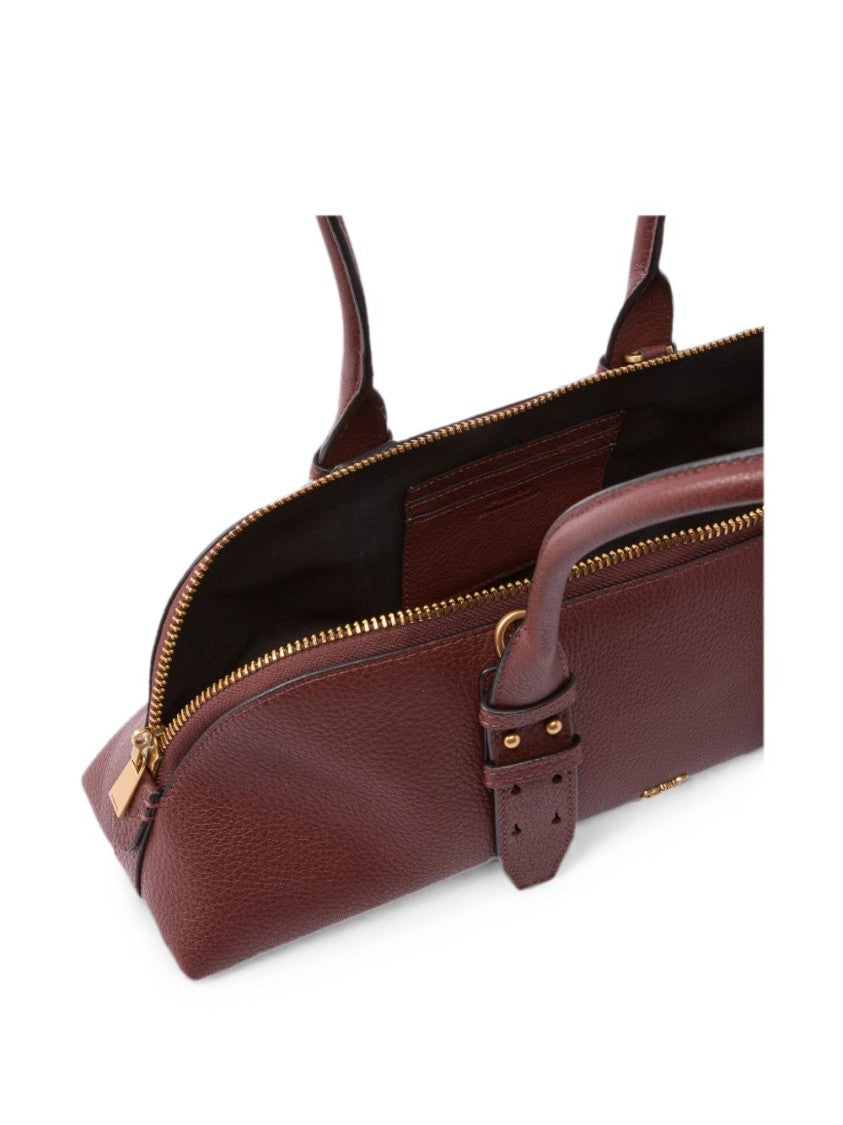 Pinko Elongated Pebbled Texture Gold-Tone Handbag