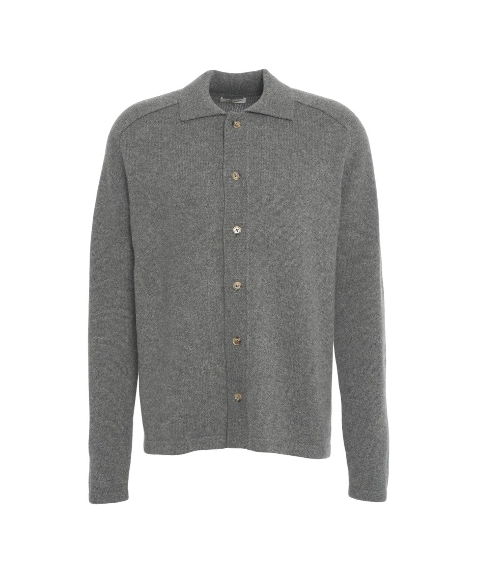 Soft Goat Cashmere Cardigan With Shirt Collar