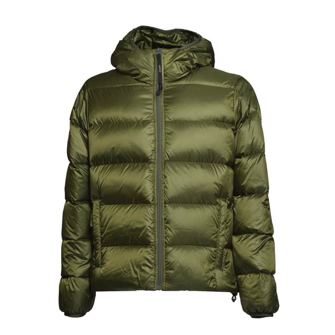 Aspesi Budd Puffer Jacket In Green Satin Fabric