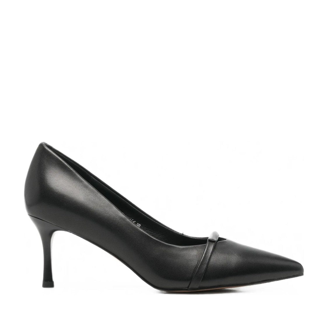 Sergio Moretti Black Pointed Toe Subtle Strap Detail Mid-Height Stiletto Dress Pumps