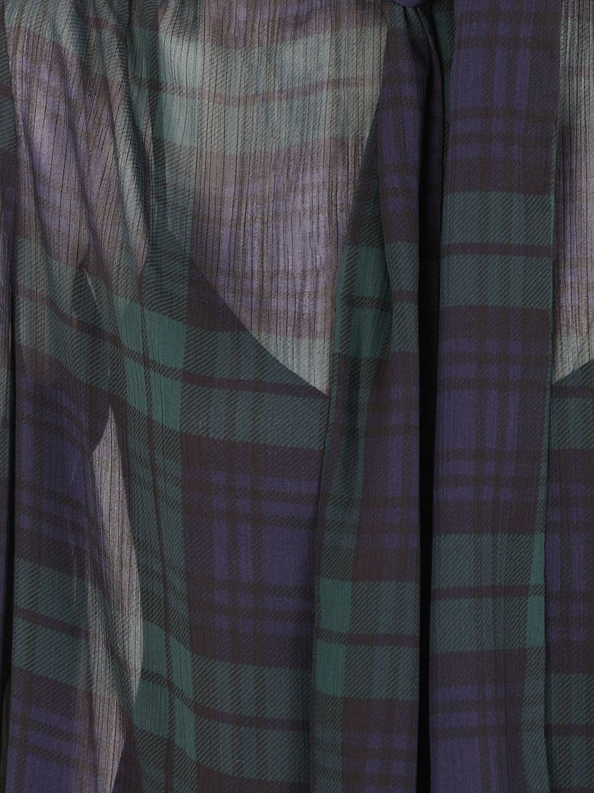 Lauren Ralph Lauren Sheer Checked Tie-Neck Blouse