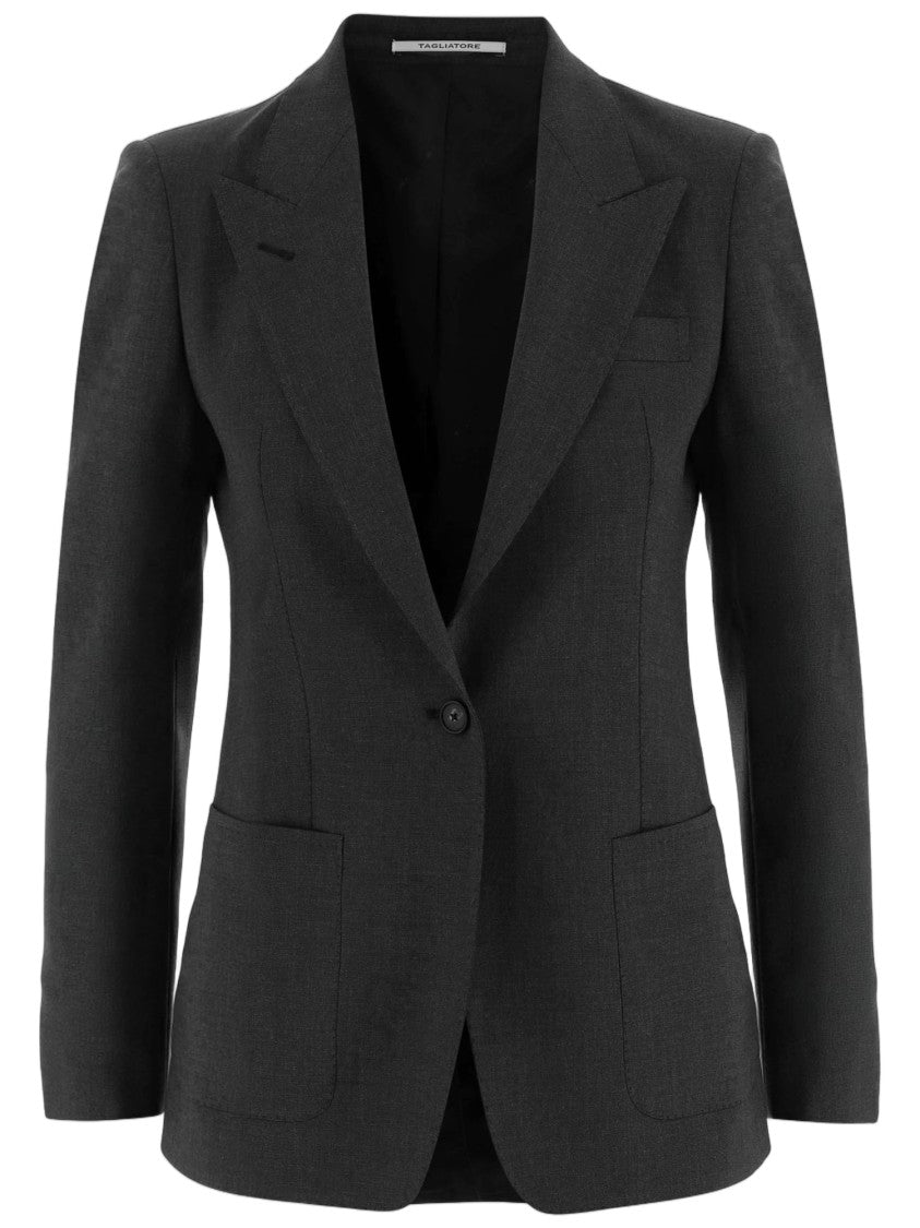 Tagliatore Tailored Stretch Wool Jacket With Pointed Lapels And Buttoned Cuffs