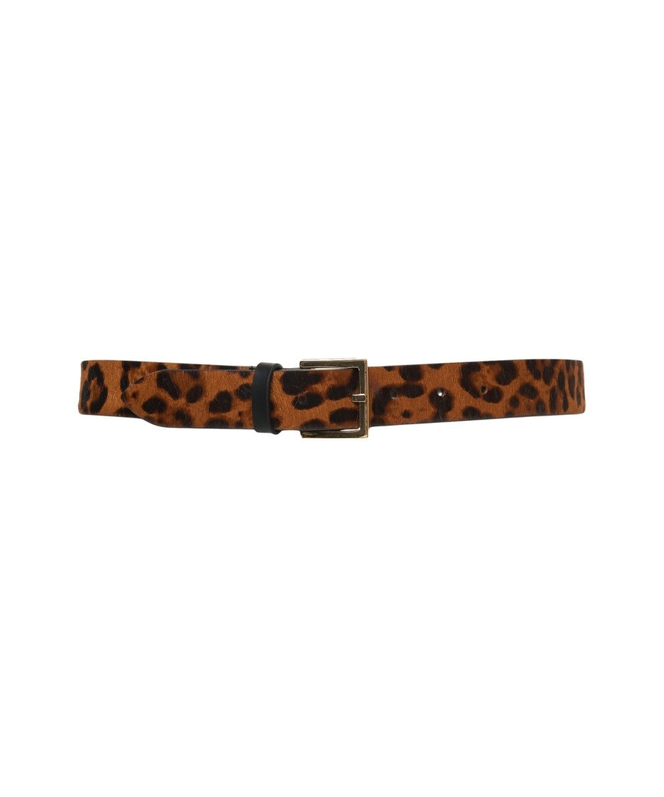 Orciani Animal Print Calfskin Belt With Matte Metal Buckle