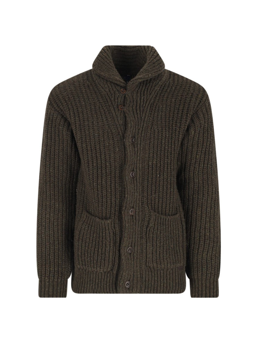 Polo Ralph Lauren Brown Chunky Ribbed Wool-Blend Cardigan