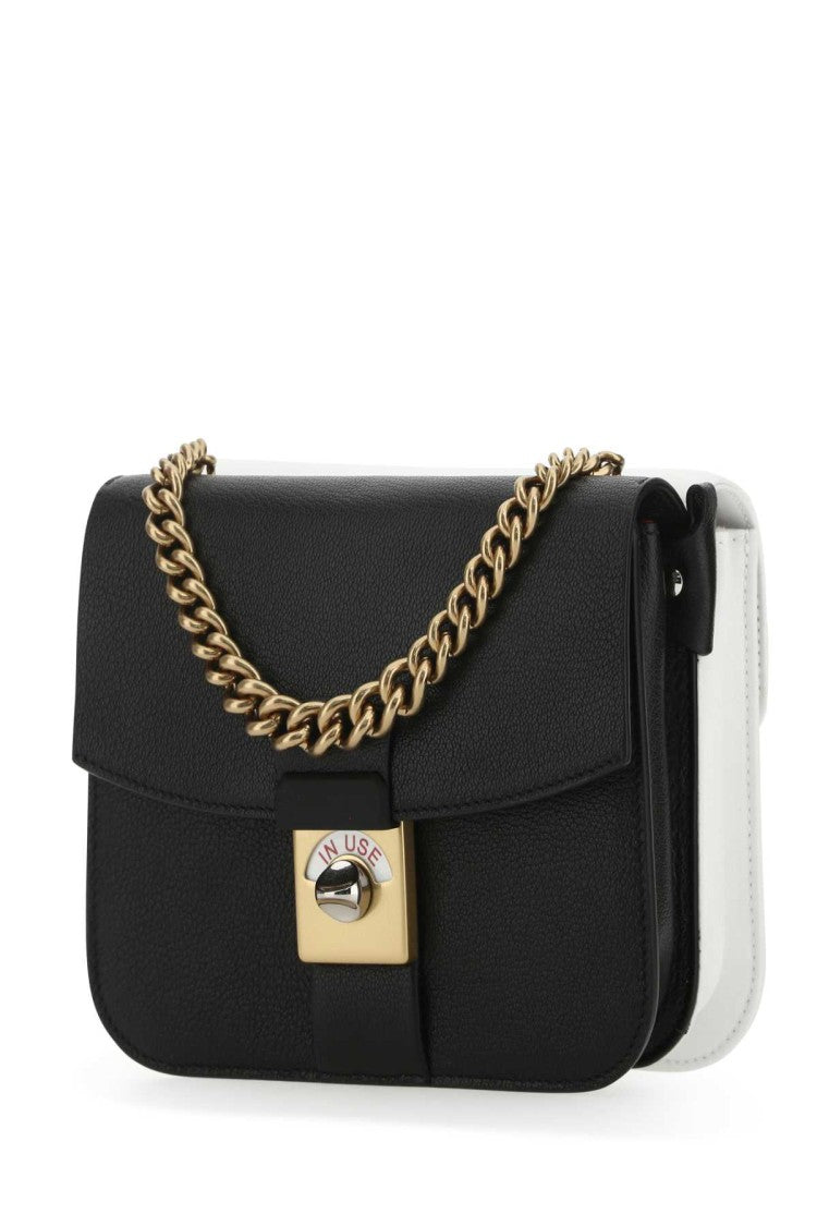 Maison Margiela Two-Tone Leather And Cotton New Lock Square Handbag