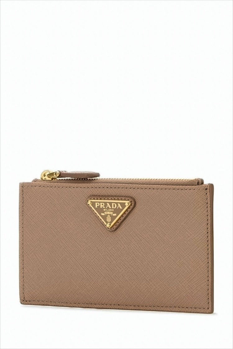 Prada Textured Leather Zippered Card Wallet