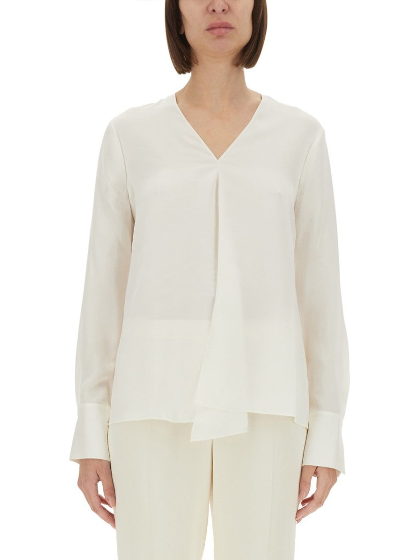 Theory Silk Georgette Blouse With V-Neckline