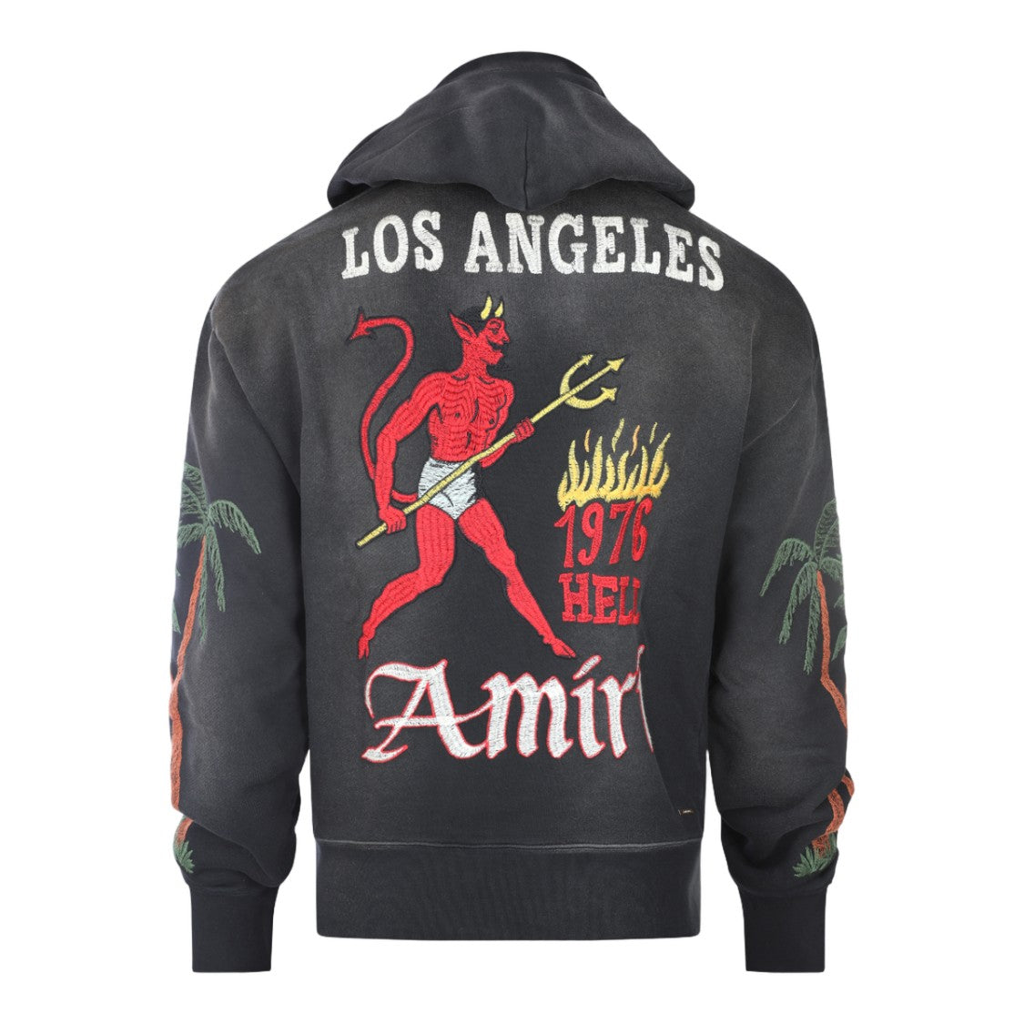 Amiri Embroidered Black Hoodie With Unique Graphics