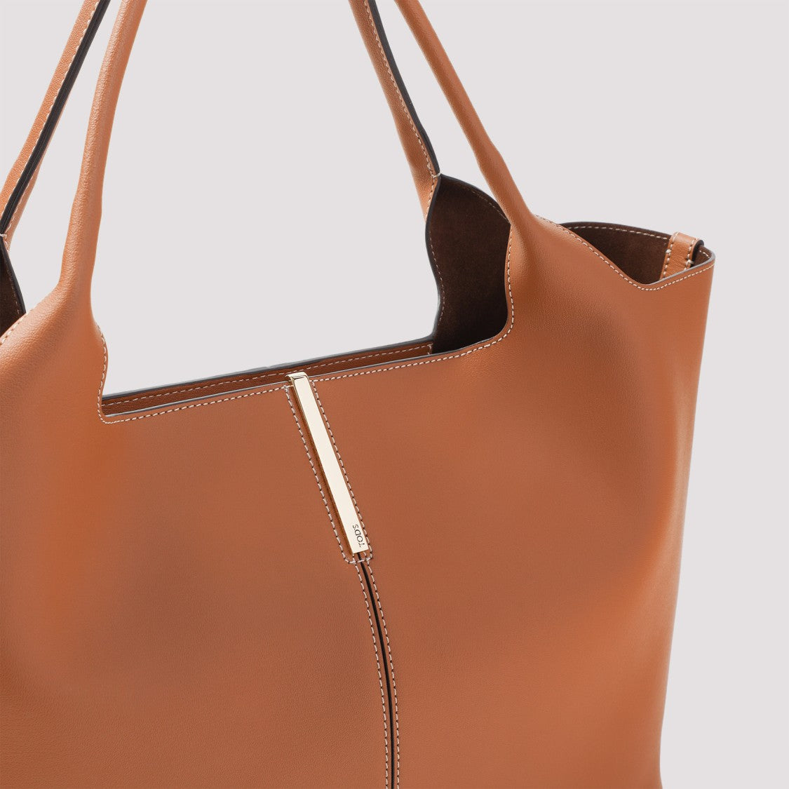 Tod's Spacious Brown Calf Leather Tote Bag