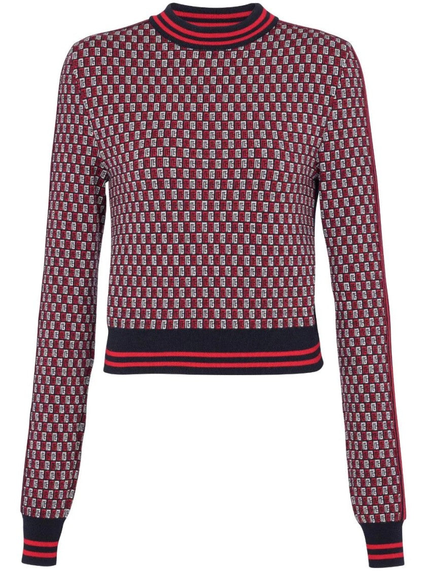 Balmain Monogram Check Pullover With Fitted Silhouette