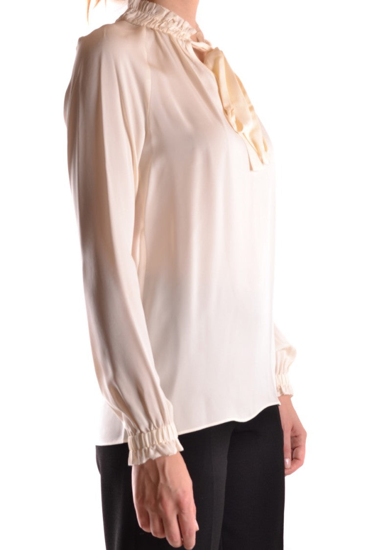 Michael Kors Flowing White Blouse With Ruffled Neckline