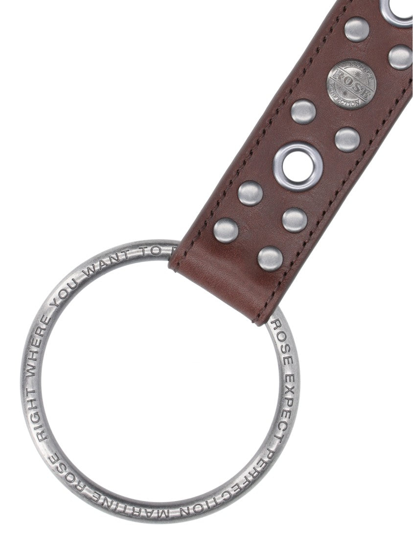 Martine Rose Brown Studded Leather Strap Keychain Charm