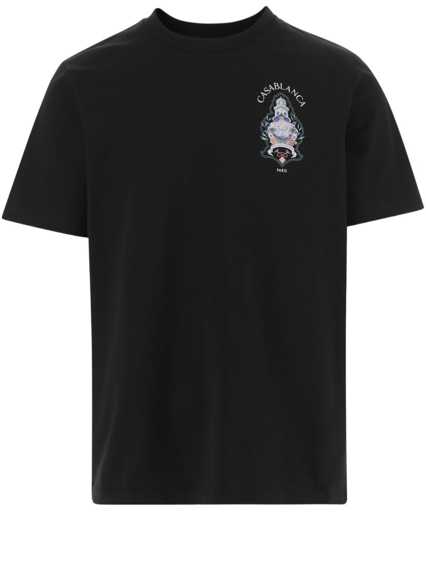Casablanca Black Logo Print Cotton T-Shirt