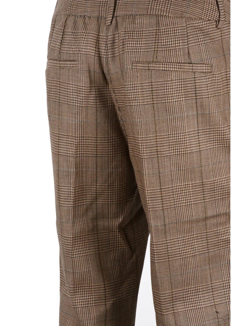 Marella Beige/Brown Plaid Virgin Wool Pants