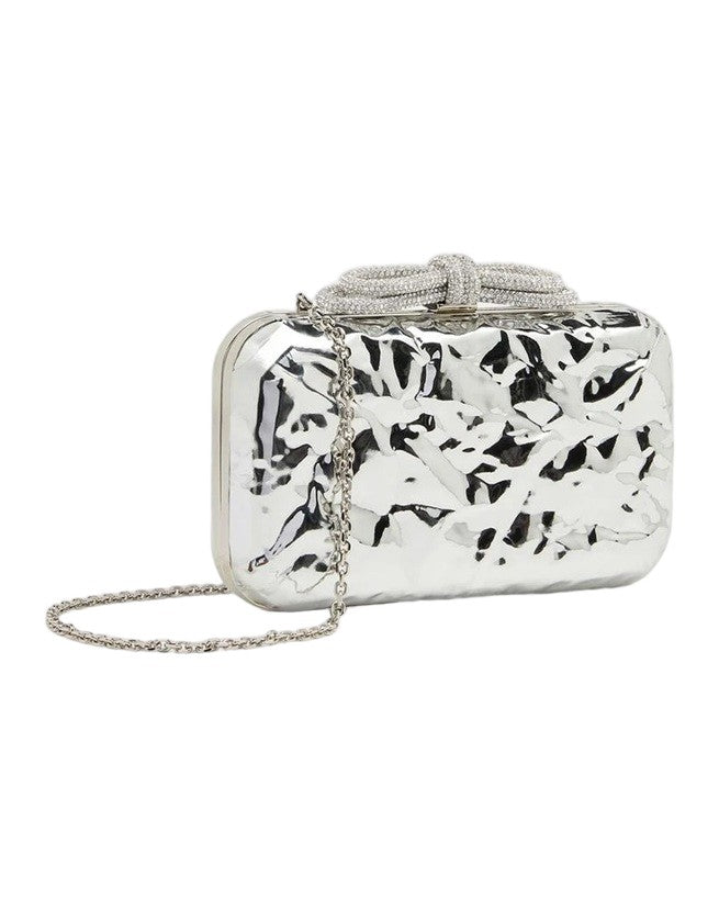 Mach & Mach Double Bow Wrapped Mirror Leather Clutch