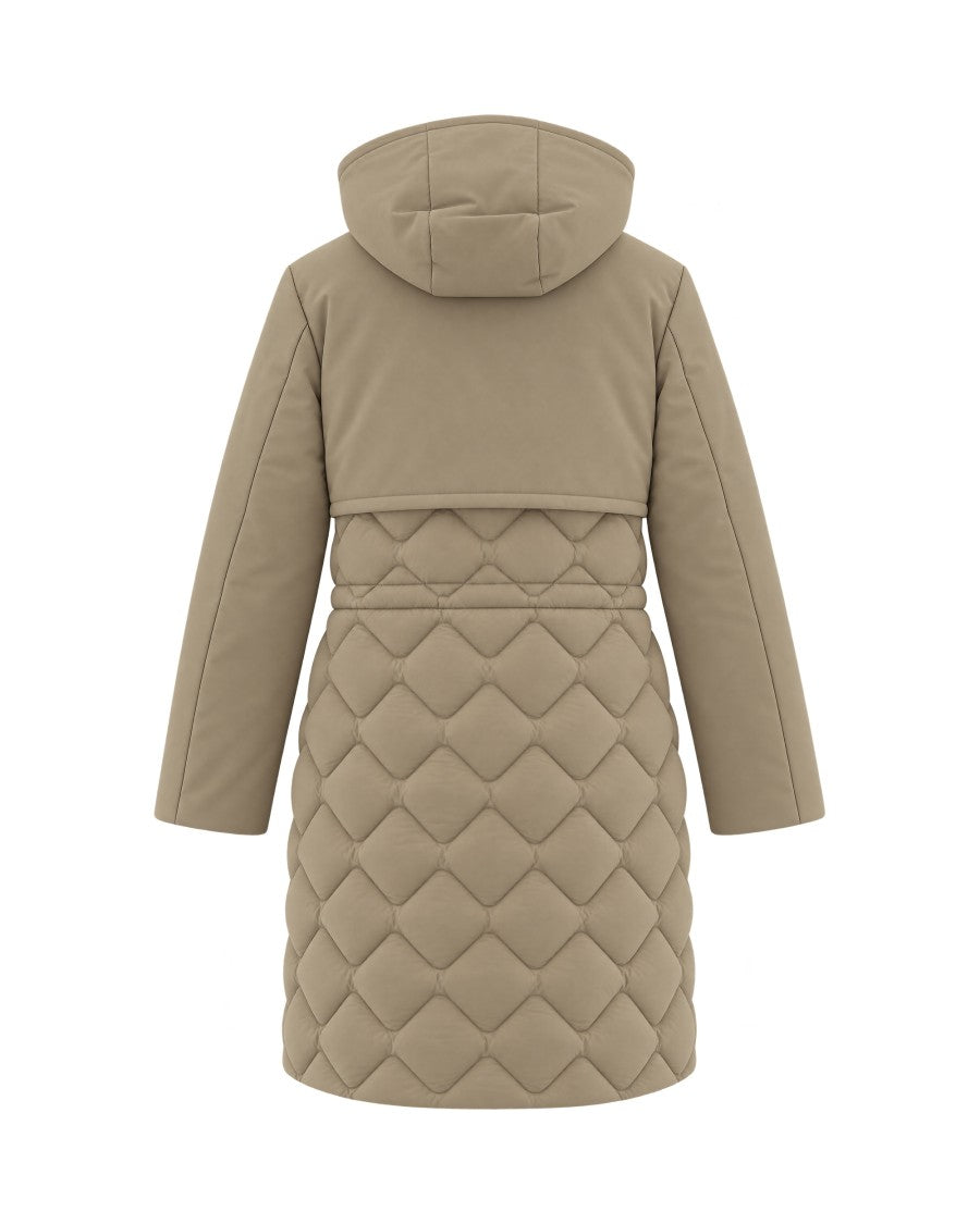 K-Way Hybrid Warm Shell Down Coat With Quilted Detail