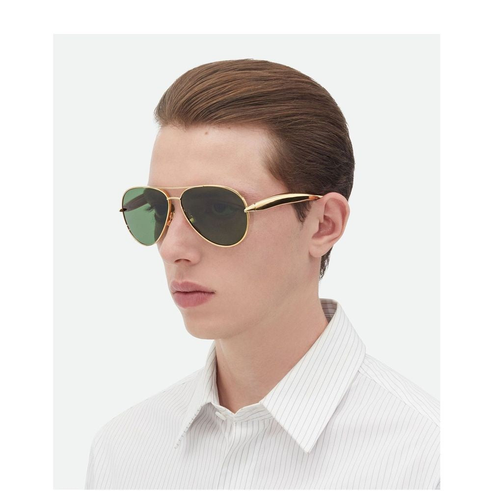 Bottega Veneta Bv1305s Unapologetic Line Pilot-Style Gold Metal Frame Sunglasses