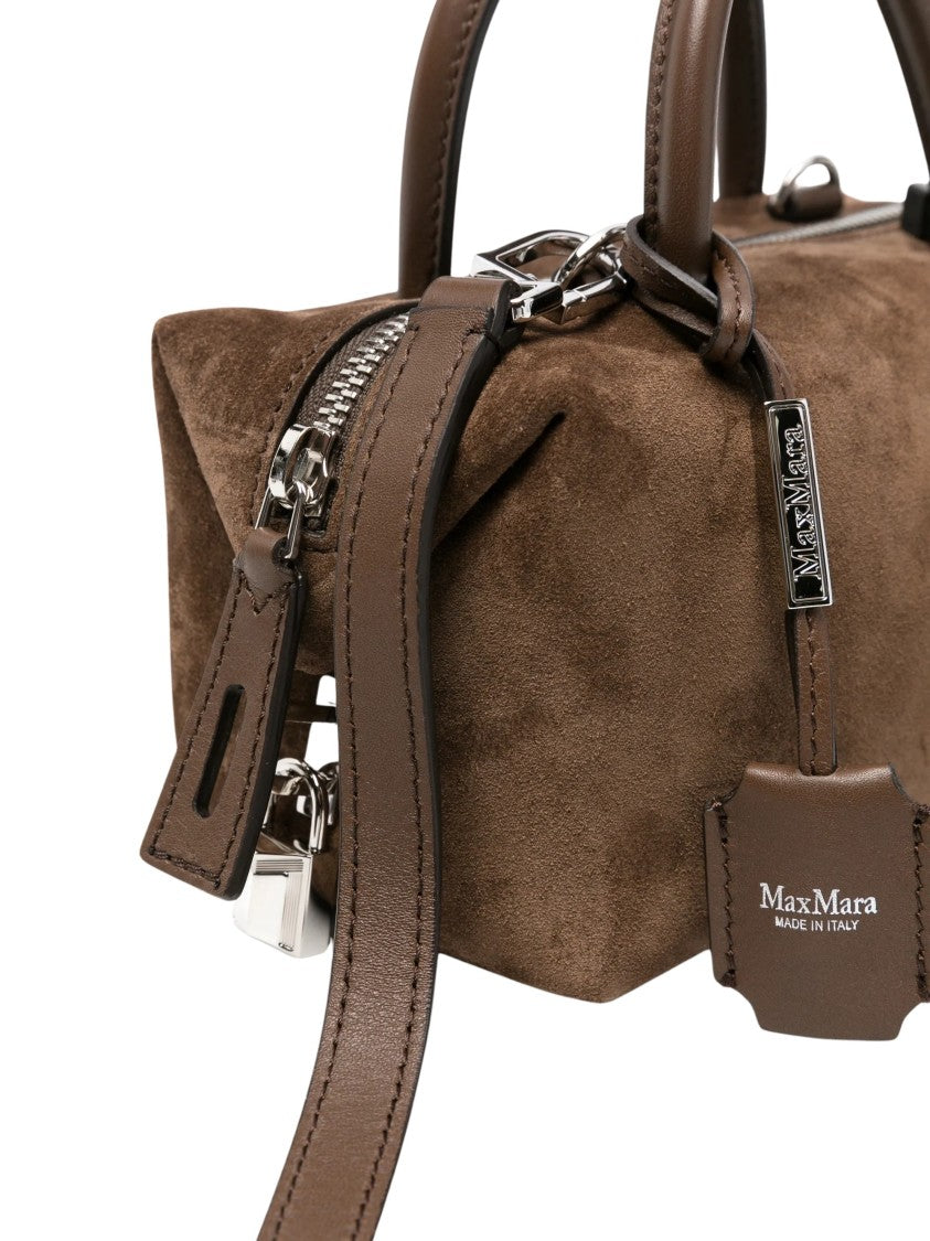 Max Mara Brown Holdallsling Mini Suede Duffel Bag