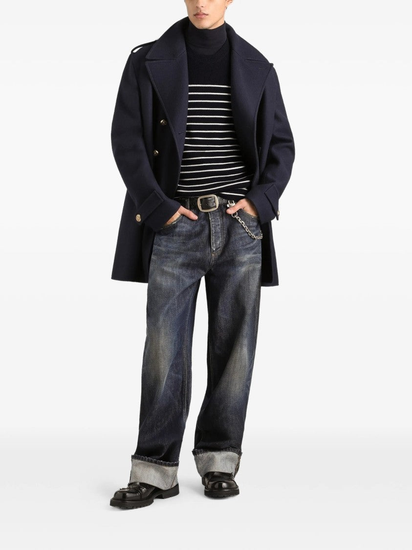 Dolce & Gabbana Fitted Knit Sweater With Decorative Gold Buttons