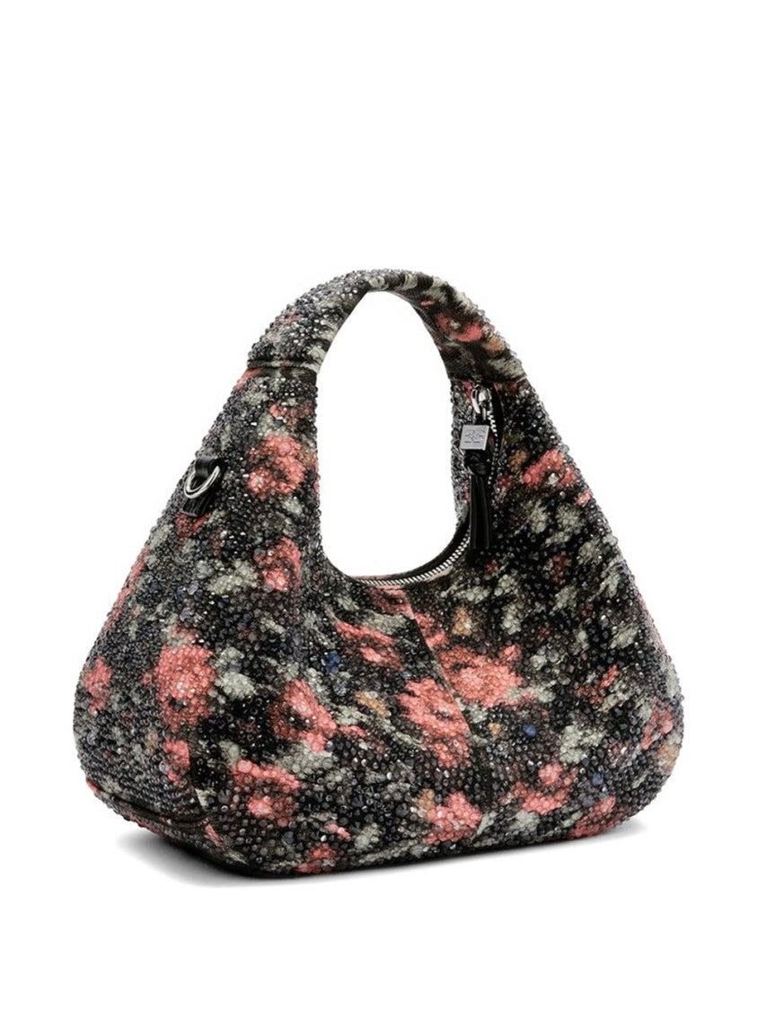 Ganni Multicolor Mini Flowers Beaded Hobo Bag