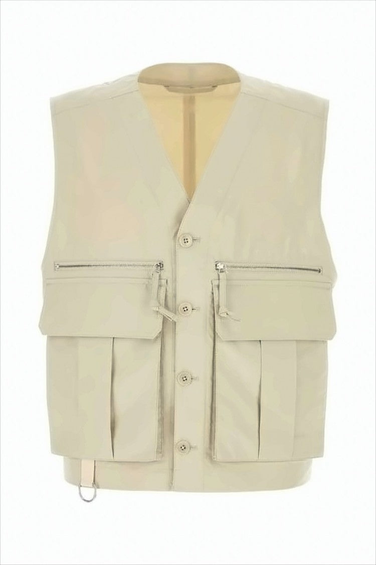 Lemaire Light Beige Cotton Vest With V-Neckline