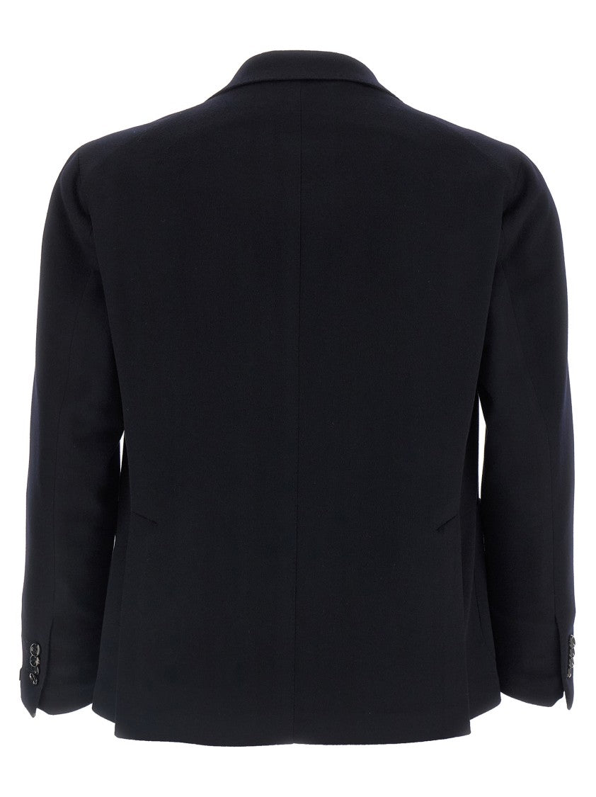 Tagliatore Deconstructed Black Cashmere Blazer With Removable Brooch