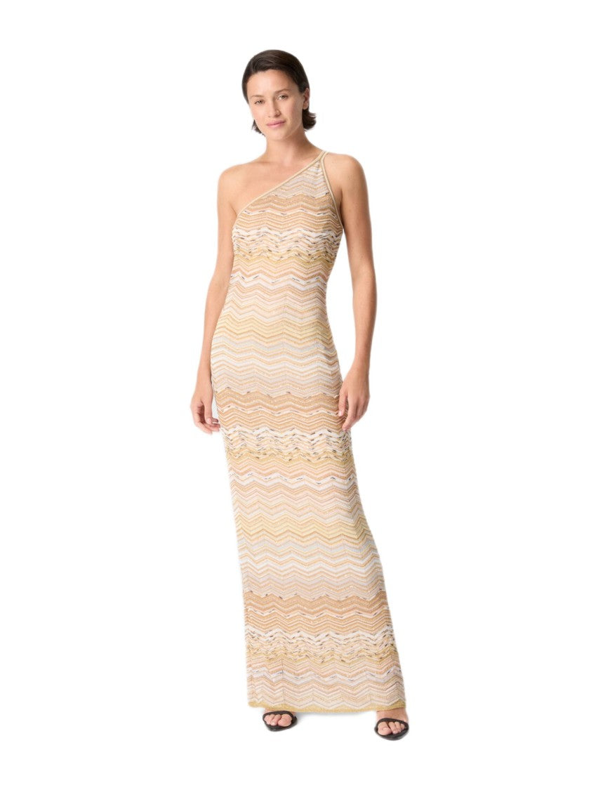 Missoni One-Shoulder Maxi Dress In Shimmering Chevron Design