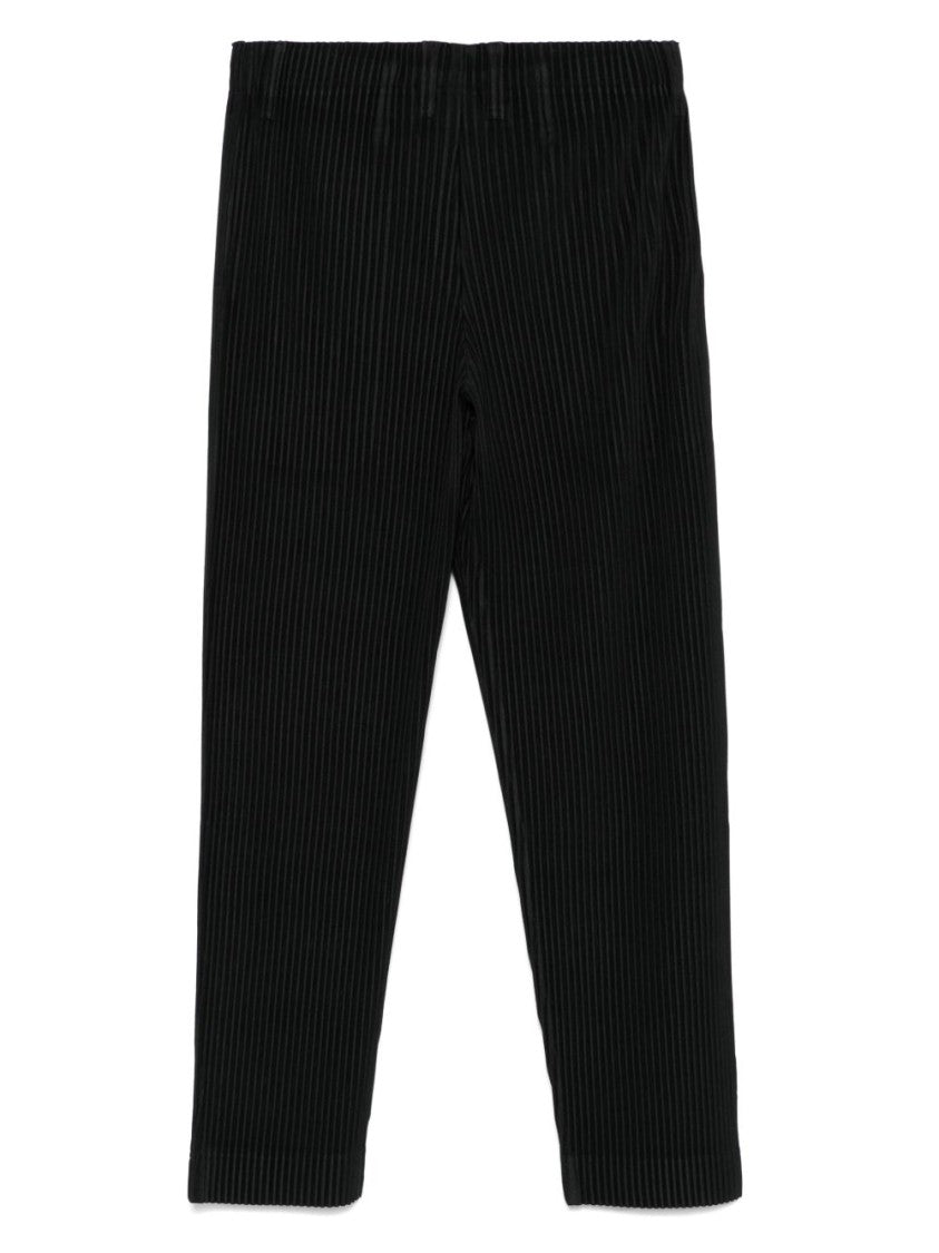 Homme Plissé Issey Miyake Pleated Trousers With Concealed Button Fastening And Elasticated Waistband