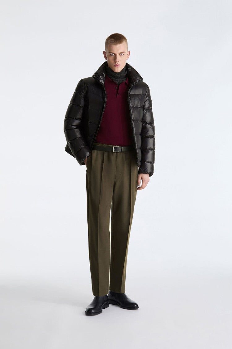 Peuterey Black Glossy Stand-Collar Down Puffer Jacket