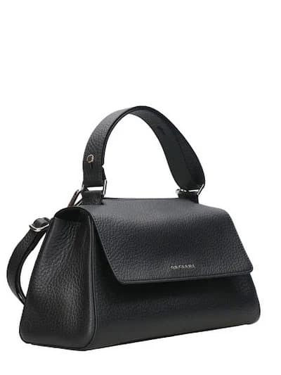 Orciani Hammered Leather Shoulder Bag With Adjustable Strap