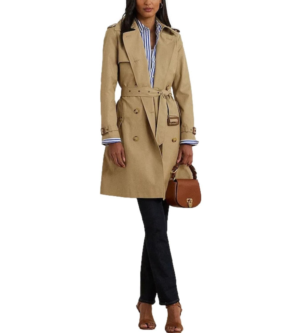 Lauren Ralph Lauren Db Belted Coat Cotton Blend – Beige