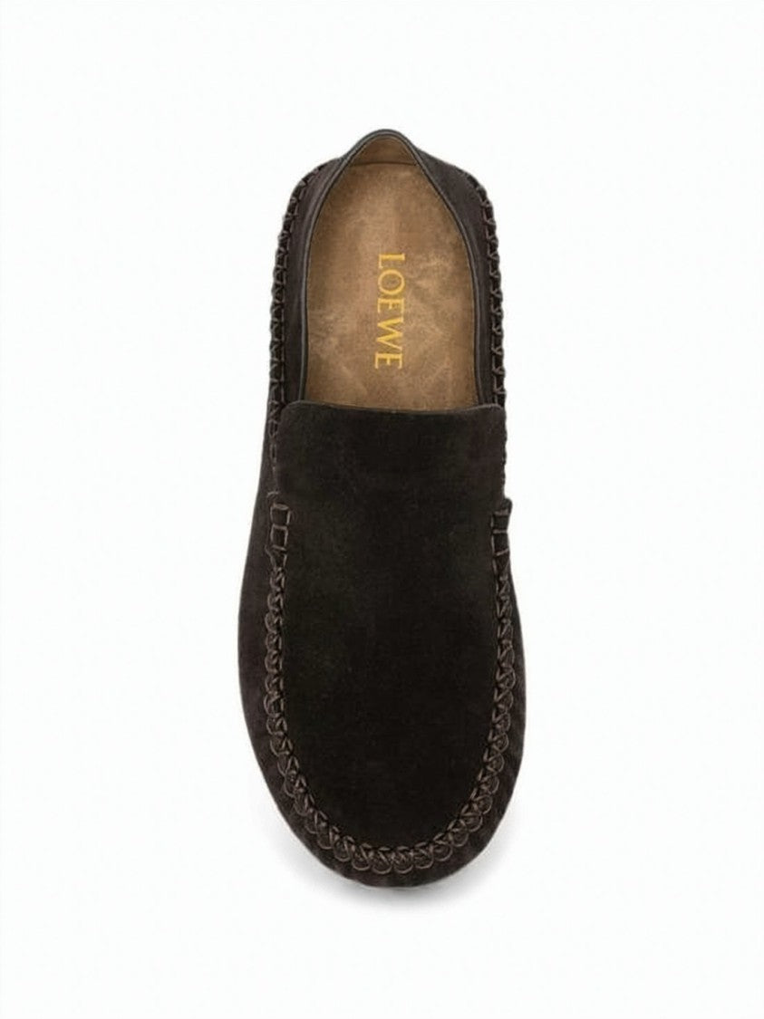Loewe Suede Slip-On Loafers With Whipstitch Detailing