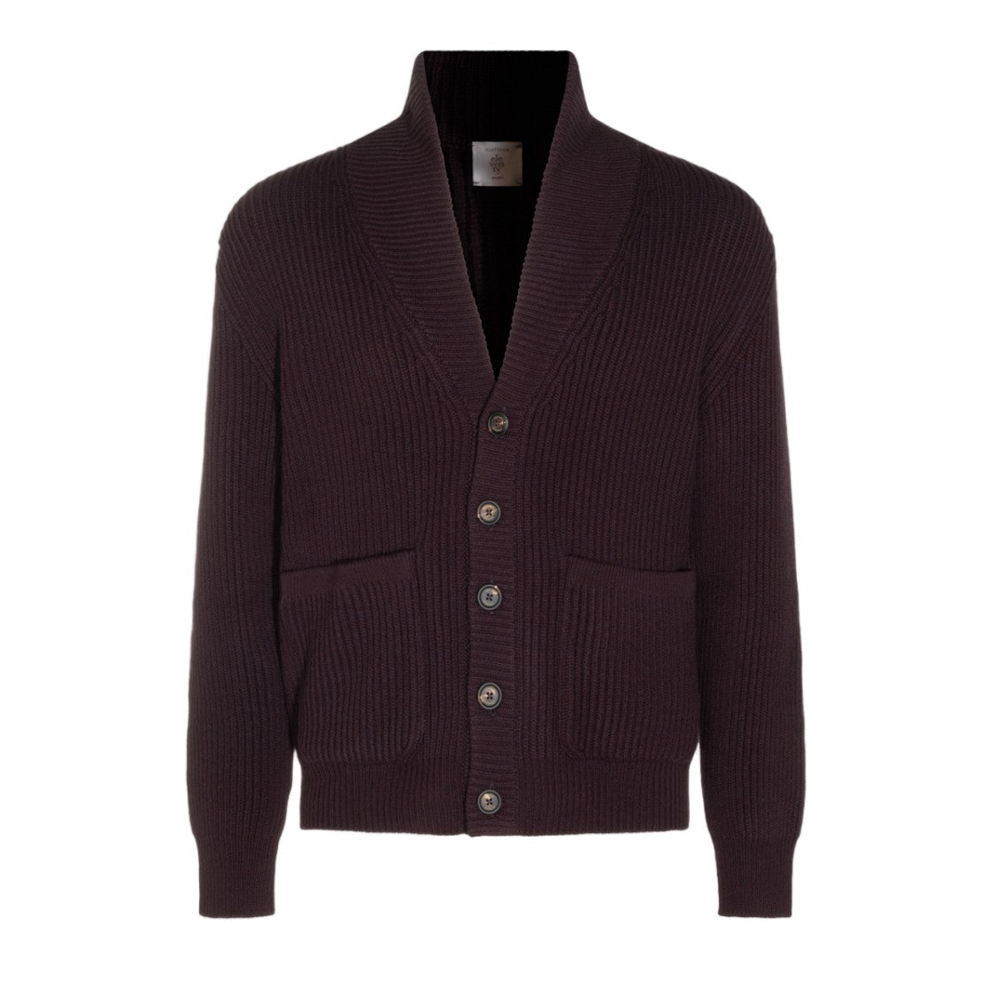Eleventy Ribbed Knit Cardigan Sweater With Shawl Collar And Button-Down Front