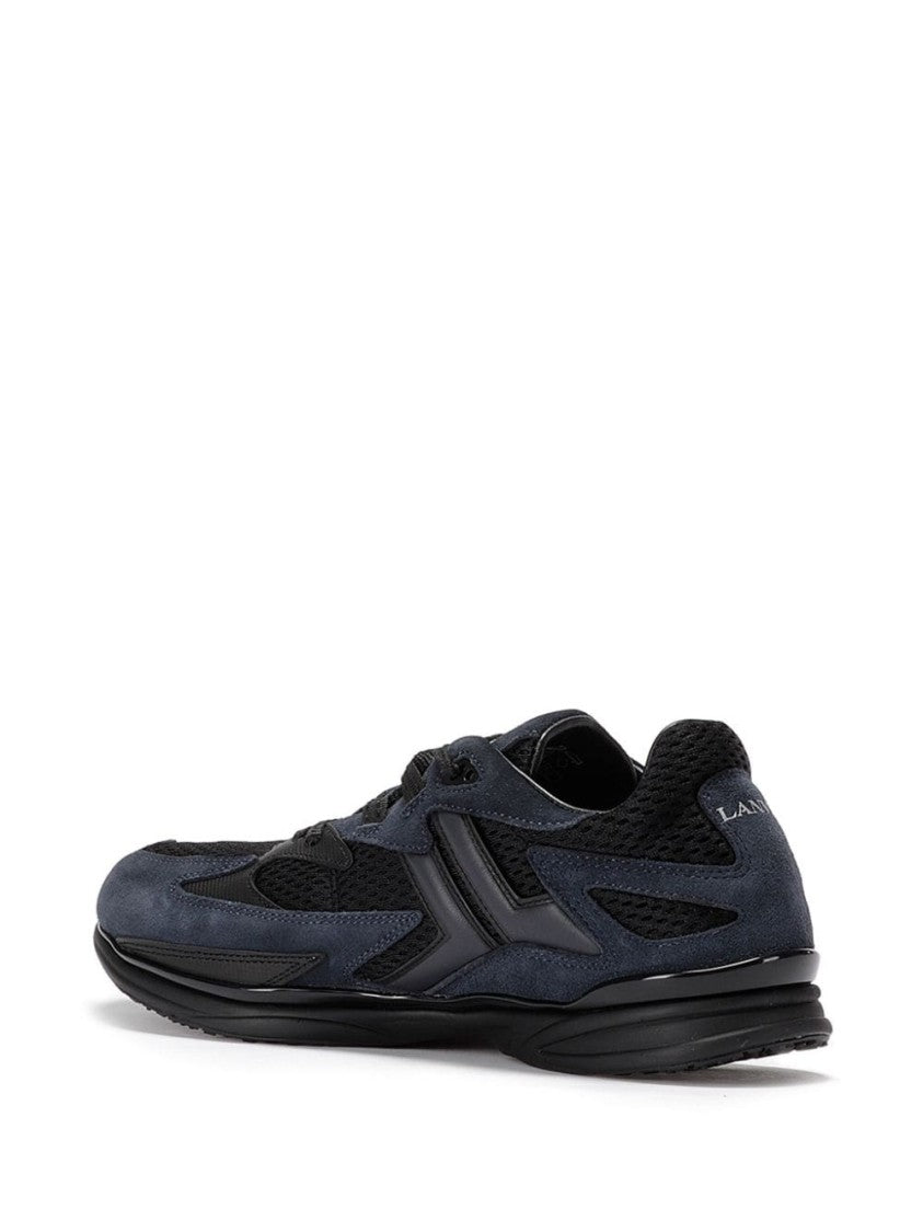 Lanvin Panelled Design Suede And Mesh Sneakers