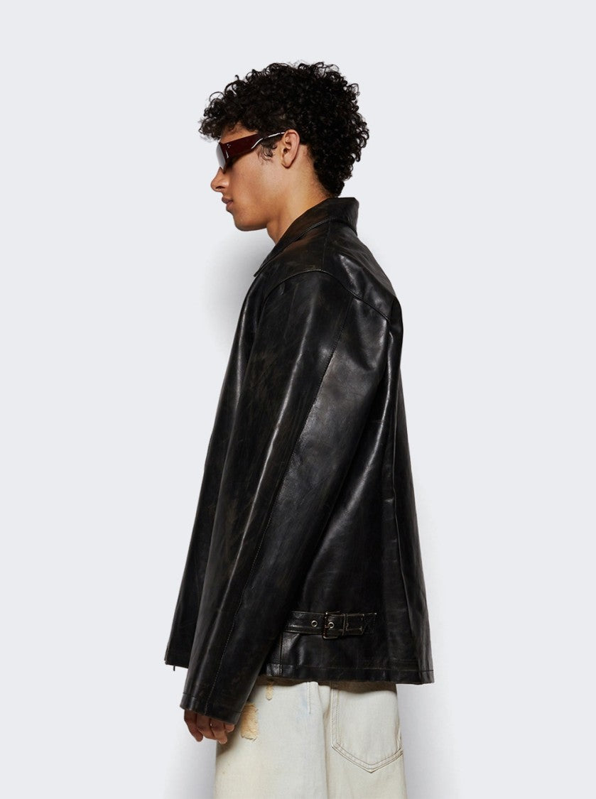 Vetements Distressed Zip-Up Jacket Black