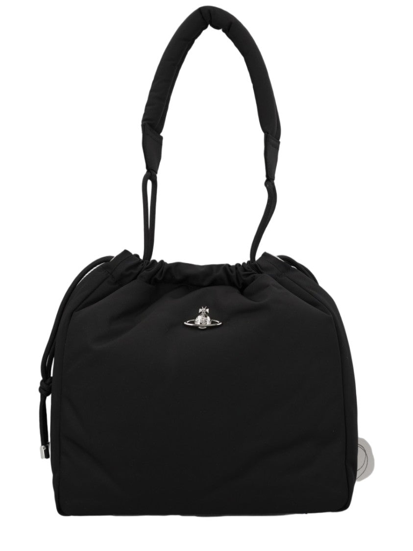 Vivienne Westwood Black Padded Handle Soft Polyester Shoulder Bag
