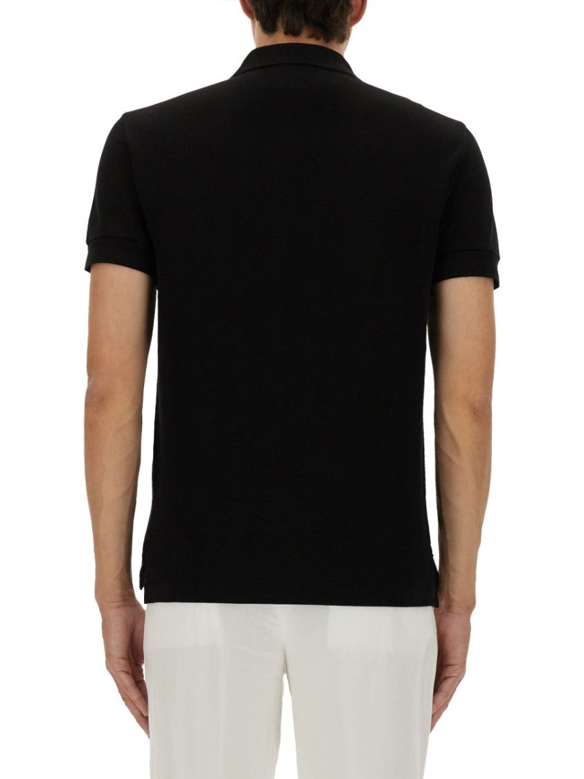 Tom Ford Classic Black Pique Polo With Textured Finish