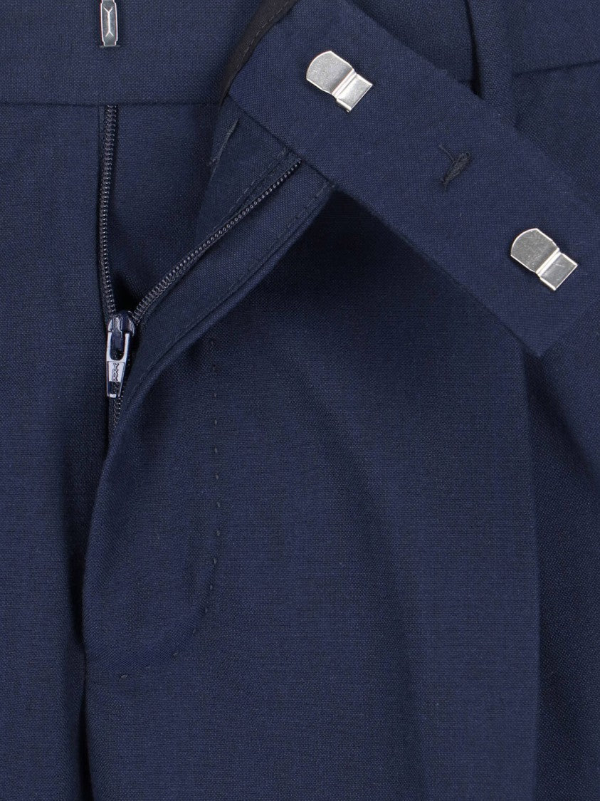Pt Torino Blue Tailored Pleated Virgin Wool Trousers
