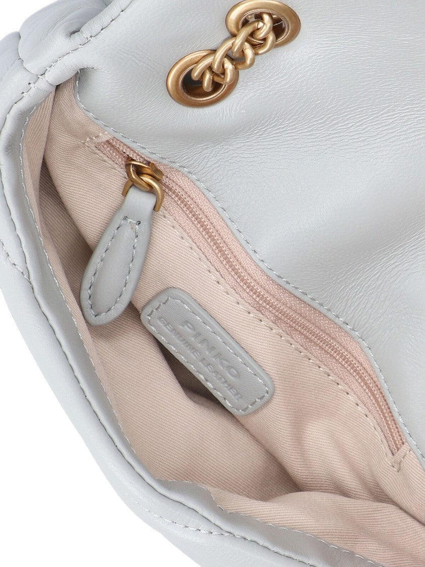Pinko Mini Shoulder Bag With Padded Quilted Design And Golden Emblem