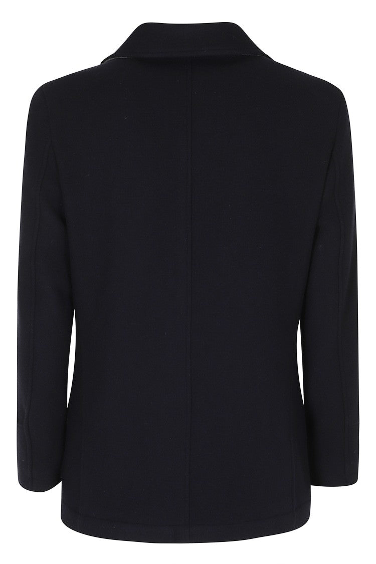 Camplin Blue Shetland Double-Breasted Wool-Blend Peacoat