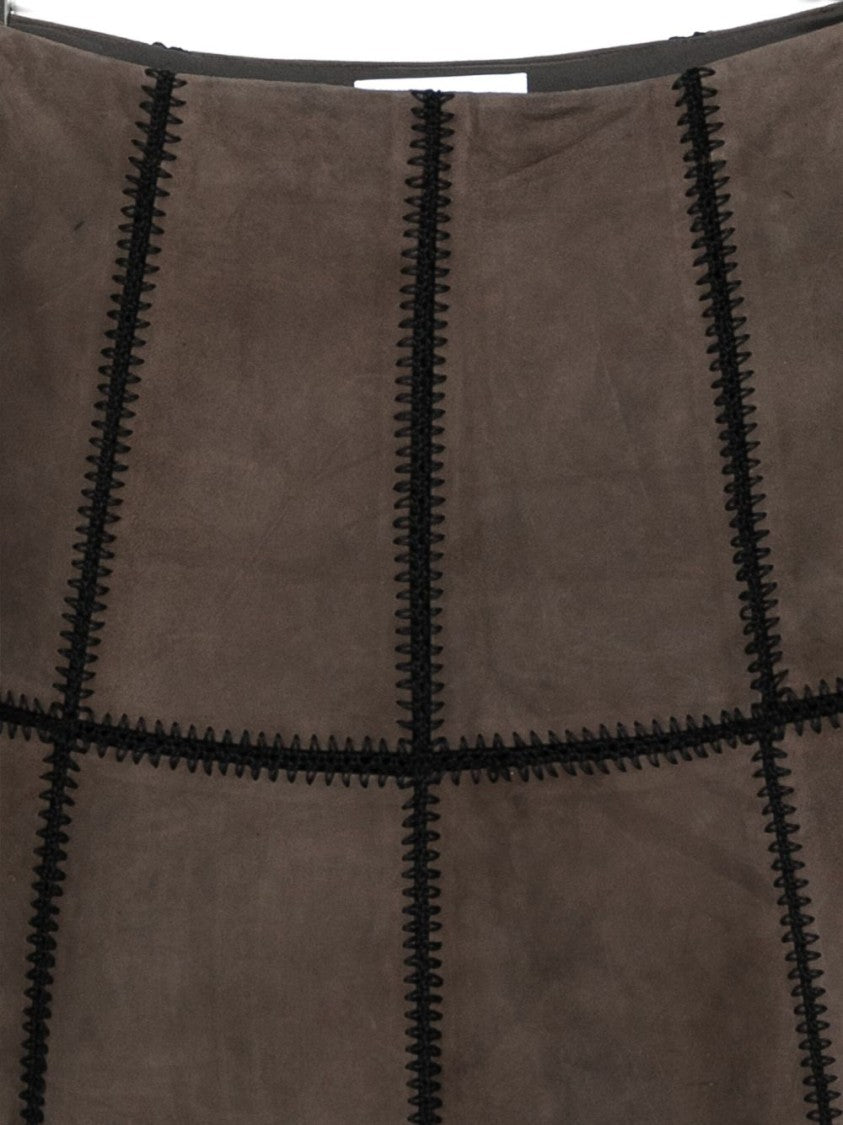 Blugirl Flared Brown Suede Skirt