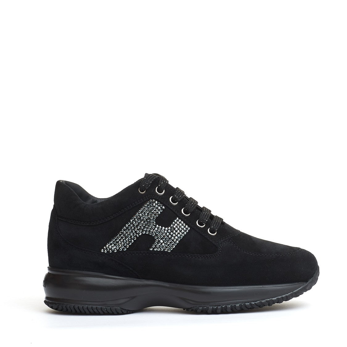 Hogan Interactive Black Suede And Rhinestones