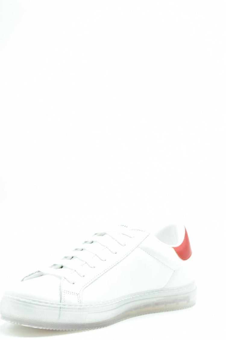 Knt White Leather Contrast-Heel Sneaker