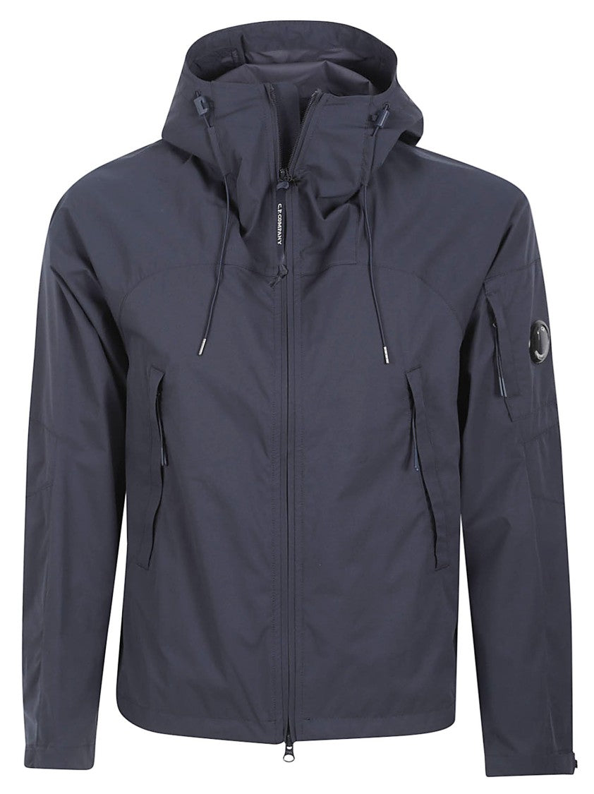 C.P. Company Minimalist Blue Hooded Jacket With Zipper Closure