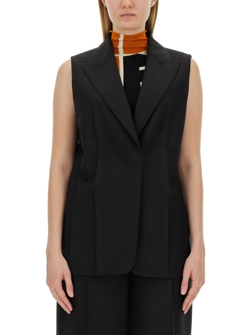 Fendi Black Tailored Vest With Sharp Lapel