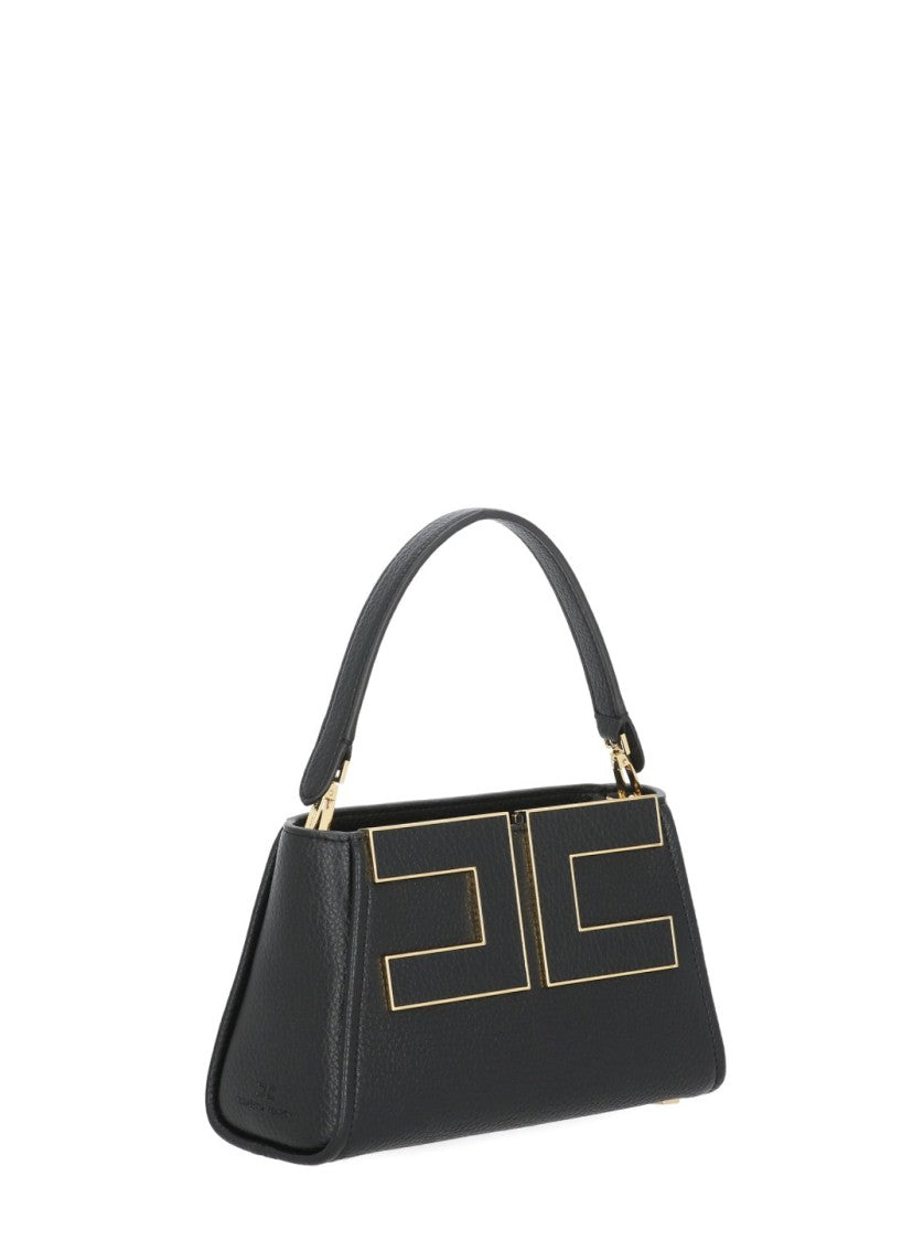 Elisabetta Franchi Textured Leather-Effect Handbag With Geometric Logo